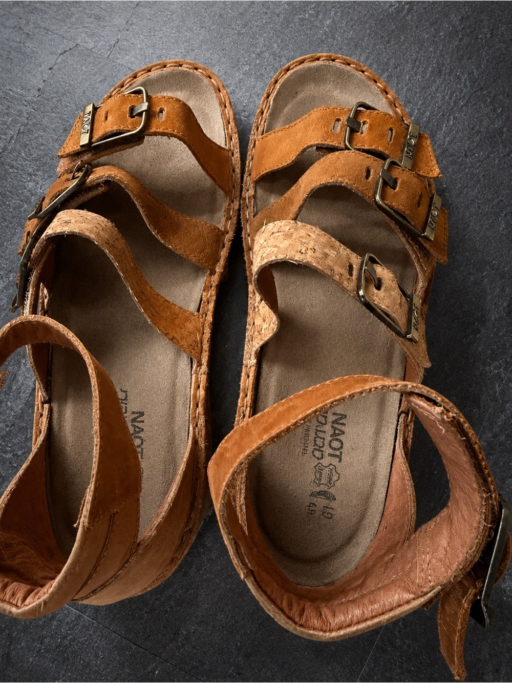 NAOT Leather Cork Platform Sandals Size 40 / US 9 Comfort Sandals - Picture 3 of 7